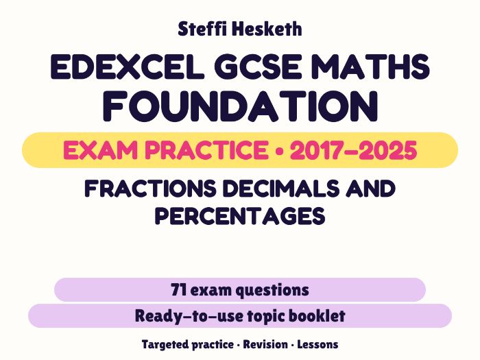 Edexcel GCSE Maths Foundation: Fractions decimals and percentages Exam Questions | 2017-2025