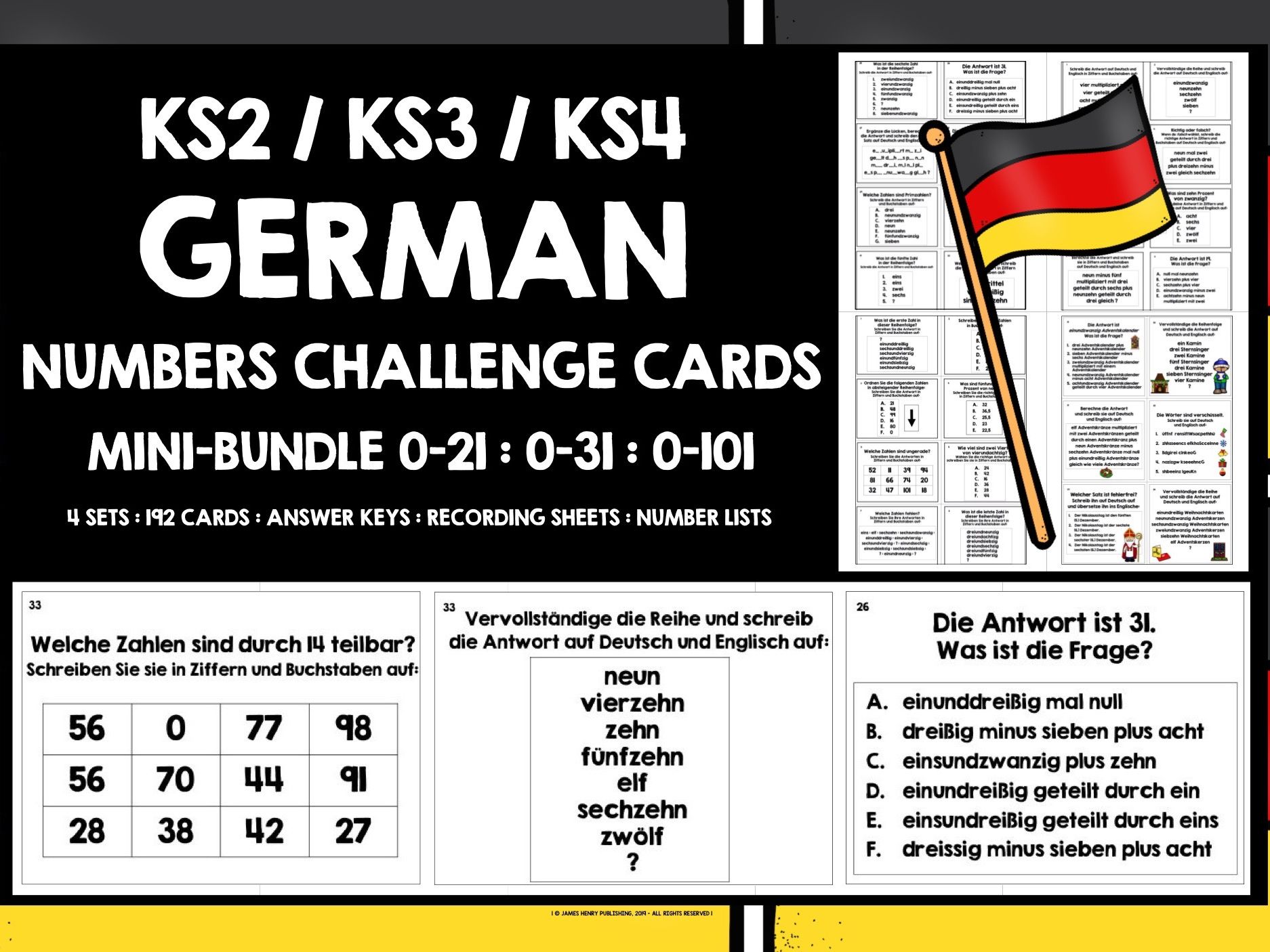 GERMAN NUMBERS CHALLENGE CARDS MINI-BUNDLE