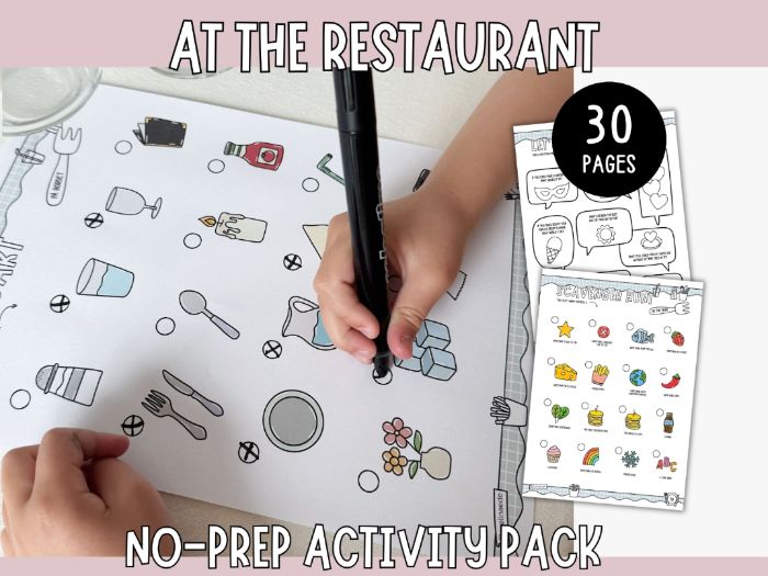 At the Restaurant - Games, Chat, Scavenger Hunts & Crafts