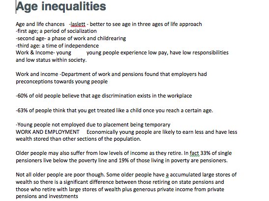 SOCIOLOGY AGE INEQUALITIES