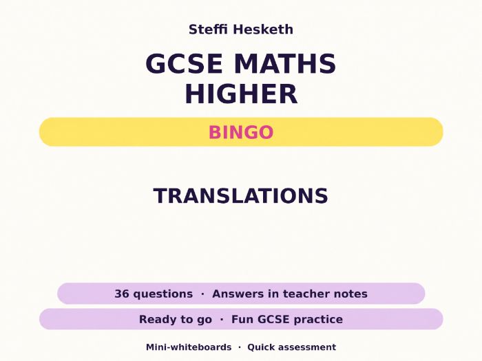 Translations GCSE Maths Higher Bingo