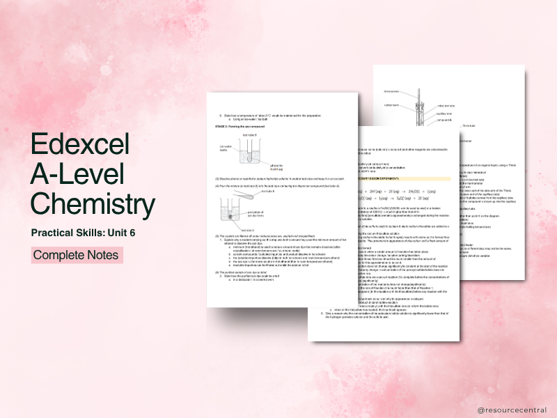 Edexcel A-Level Chemistry Unit 6 Complete Revision Notes