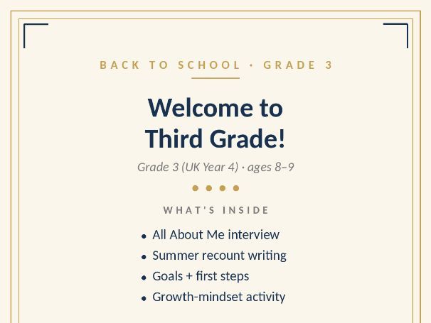 Third Grade Back to School - First Week