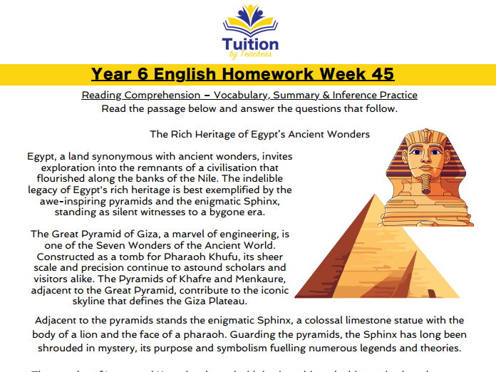 45. Year 6 Reading Comprehension & Standard and Non Standard English