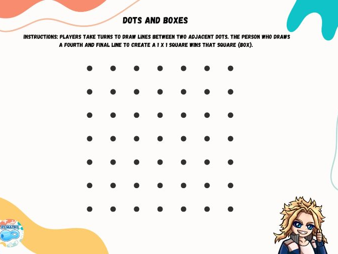 Dots and boxes game and instructions sheet (KS2) Teaching Resources