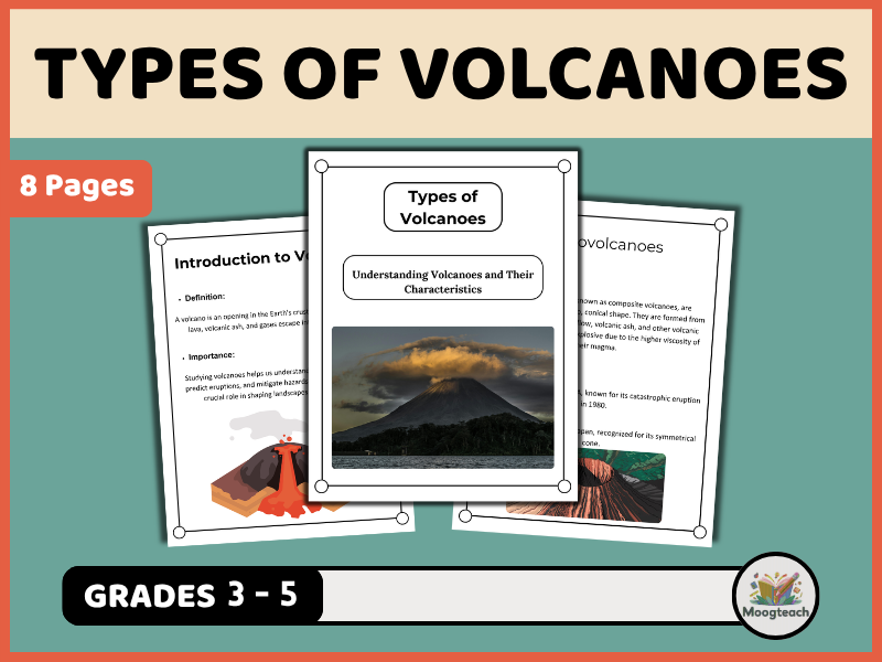 Types of Volcanoes | Earth Science | Labeling & Coloring | Geography Worksheet | KS1 | KS2 | KS3