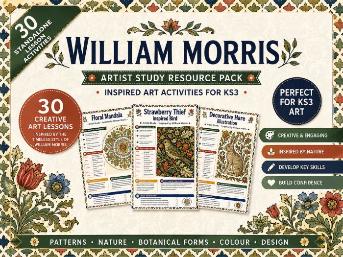William Morris Artist Study | 30 Art Worksheets & Creative Activities | KS3 Art