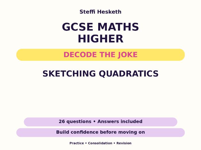 Sketching Quadratics | GCSE Decode the Joke + Answers