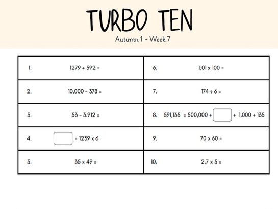 Turbo ten - arithmetic resource 4-6