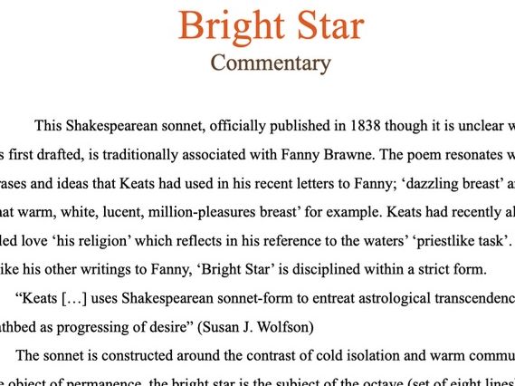 John Keats - Bright Star