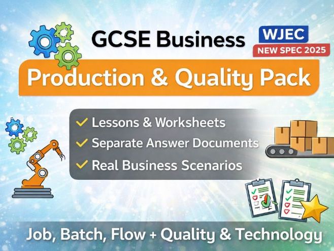 WJEC Eduqas GCSE Business (2025 Spec) – Unit 3.6 Production- Lessons, Worksheets + Answers