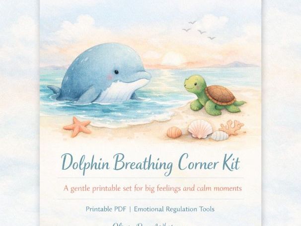 Dolphin Breathing Corner Kit | Calm Corner Kit for Kids | Printable PDF | Emotional Regulation
