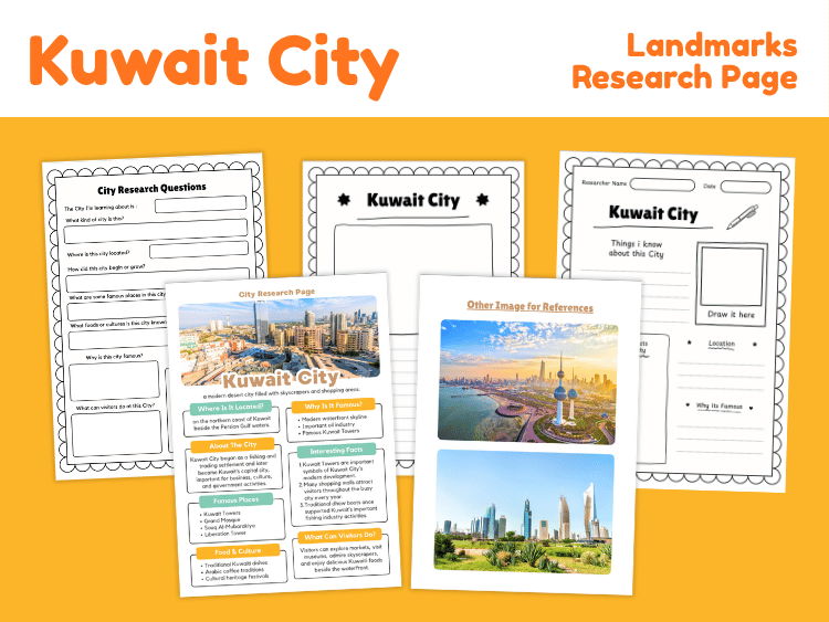 Kuwait City Research Project | Landmarks & City Study Worksheets