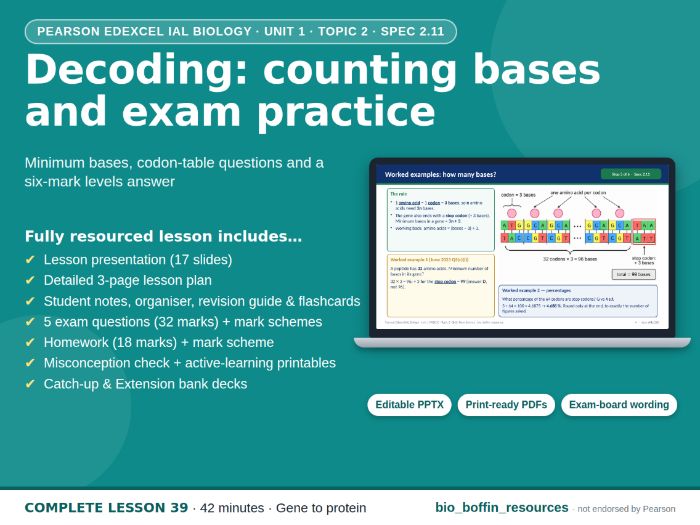 IAL Biology Edexcel – Genetic Code Practice