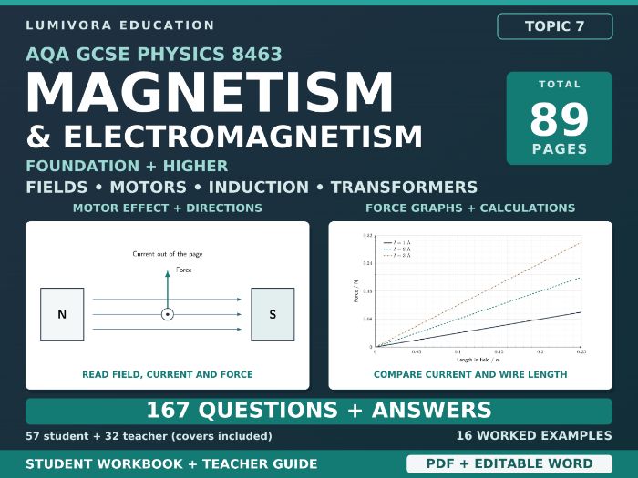 AQA GCSE Physics Magnetism & Electromagnetism Workbook + Answers  | Topic 7