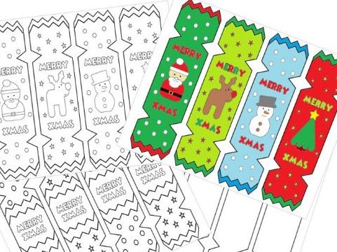 Christmas Cracker Bookmarks Colouring Activity