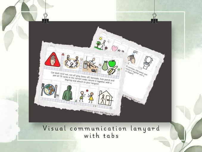 Visual communication lanyard with tabs