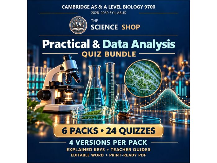 Cambridge Biology 9700 | Practical and data analysis quiz bundle