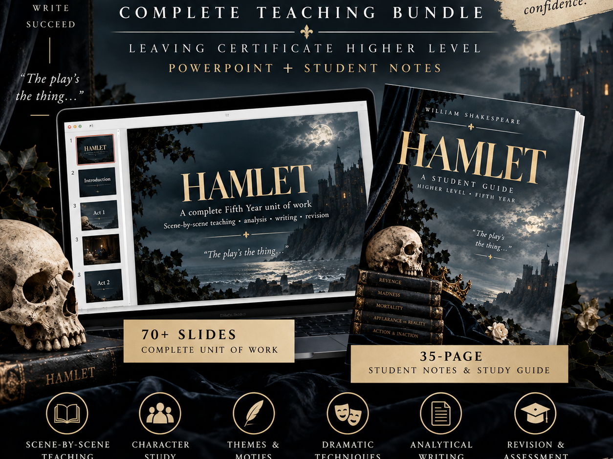 Hamlet COMPLETE Teaching Bundle | Leaving Certificate Higher Level | PowerPoint + 35-Page Student Guide
