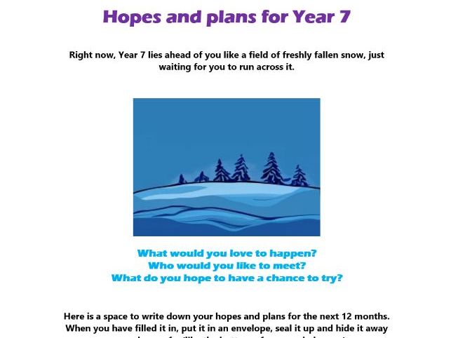Hopes and Plans for Year 7