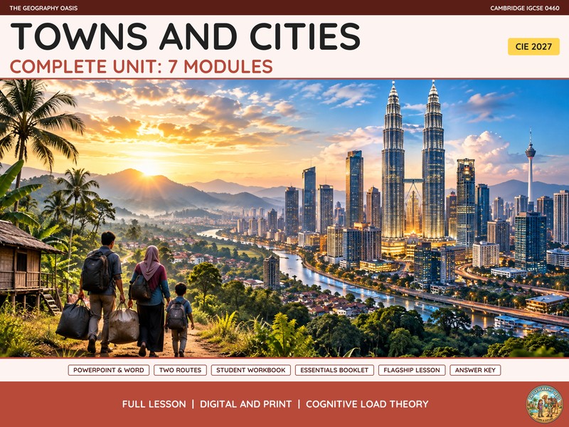Towns & Cities Complete Unit | 7 Modules | Geography Bundle