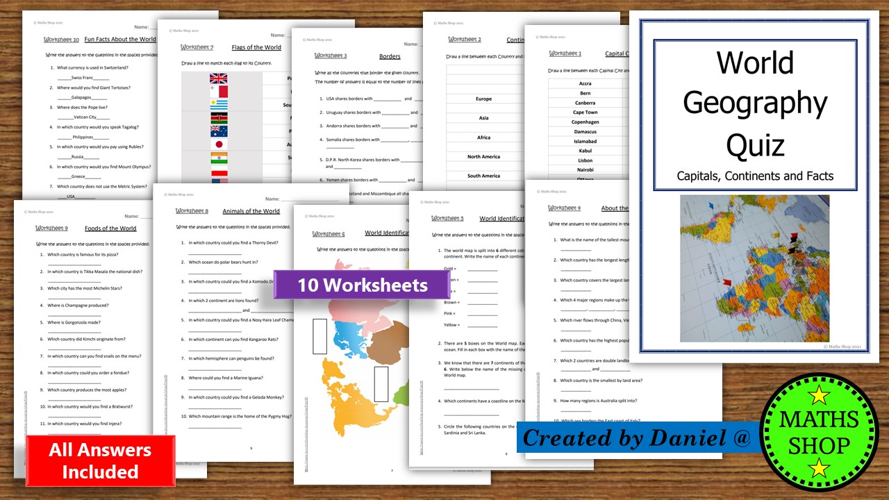 World Geography Quiz Teaching Resources