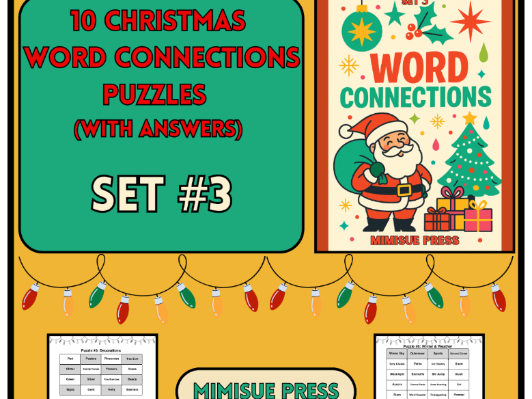 10 Christmas Word Connections Puzzles SET 3 (Holiday/Party Game)