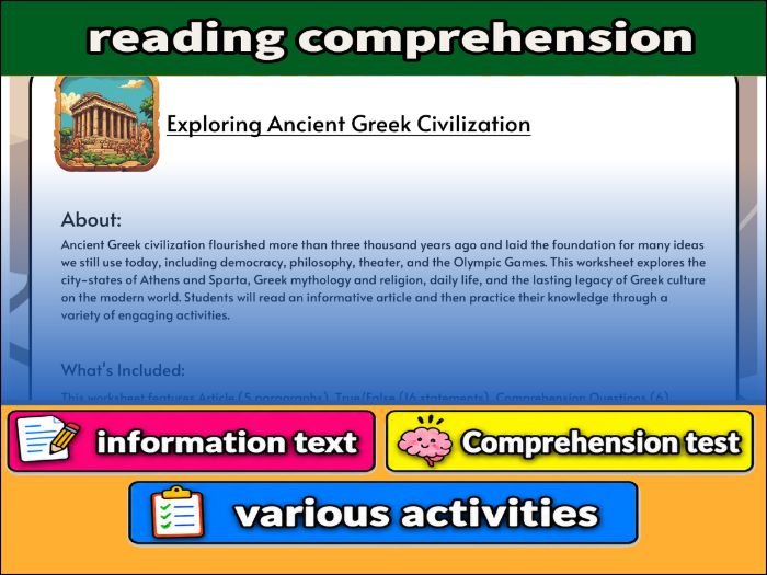 Exploring Ancient Greek Civilization- Reading Comprehension & Activities
