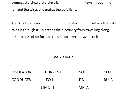 Electricity quiz game