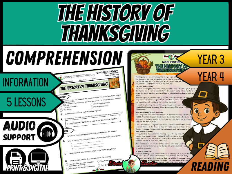 The History of Thanksgiving | Reading Comprehension | Year 3/4