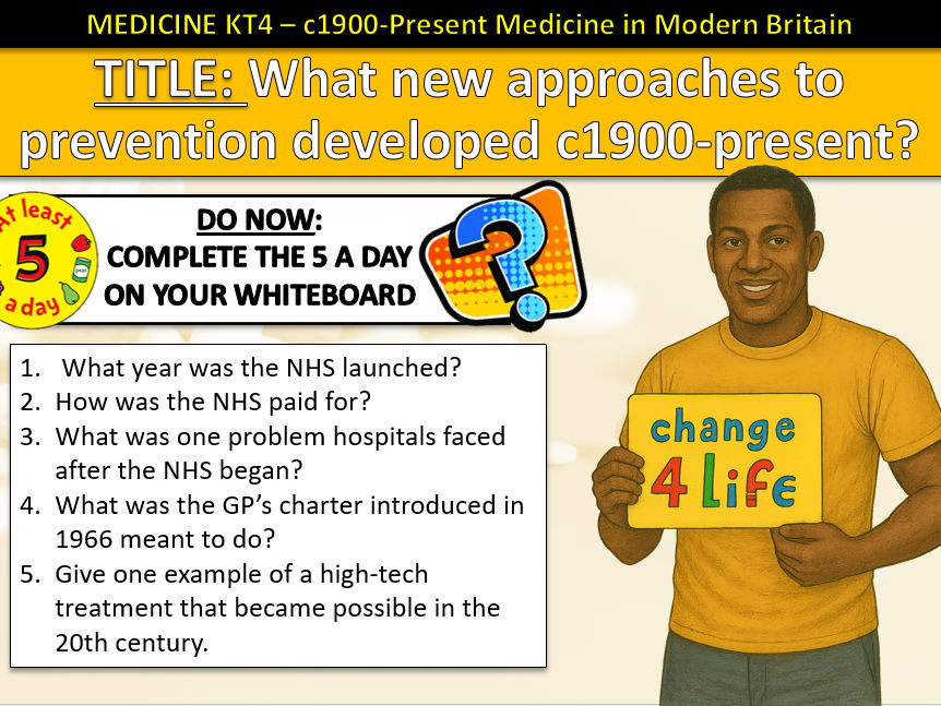 History GCSE Medicine Edexcel KT4 L4 Prevention Modern c1900-Present (Fully Resourced).