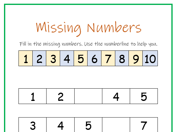 Adapted Missing Numbers to 10