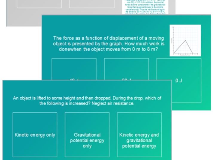 Work and energy interactive quiz with detailed answers | Teaching Resources