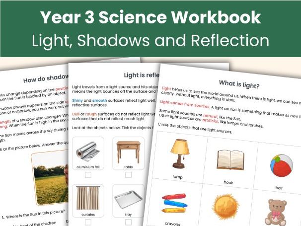 Year 3 Light Workbook | KS2 Science Worksheets | Printable Learning Resource