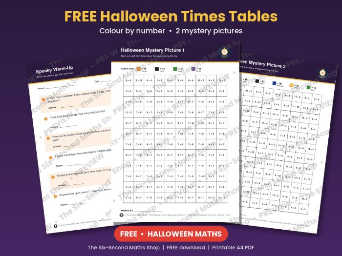 Halloween Times Tables Colour by Number | FREE Year 3 and 4 Maths