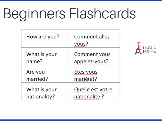 French Beginners Flashcards Adults/GCSE