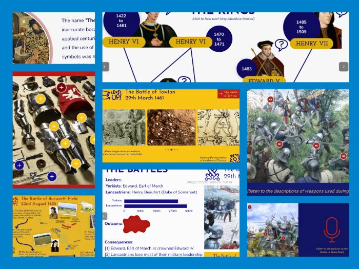 KS3/4 Wars of the Roses:  Complete Unit Pack (Interactive 15-Slide Presentation)