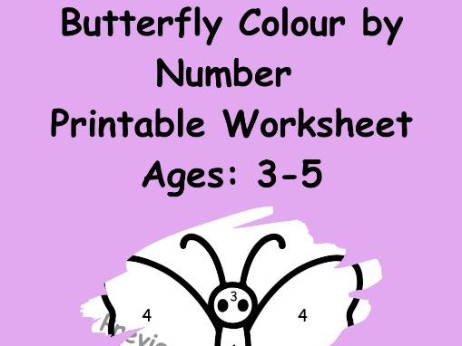 Spring Butterfly Colour by Number Worksheet – Ages 3–5 | Printable Activity