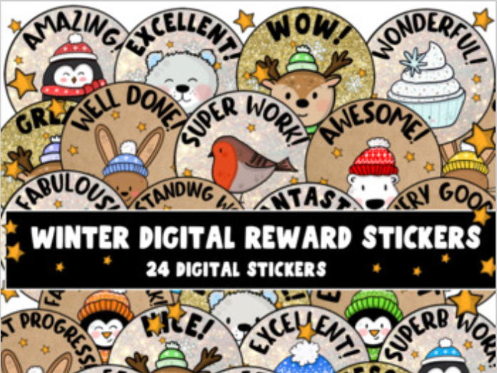 Winter Digital Stickers Reward For See Saw and Google Classroom