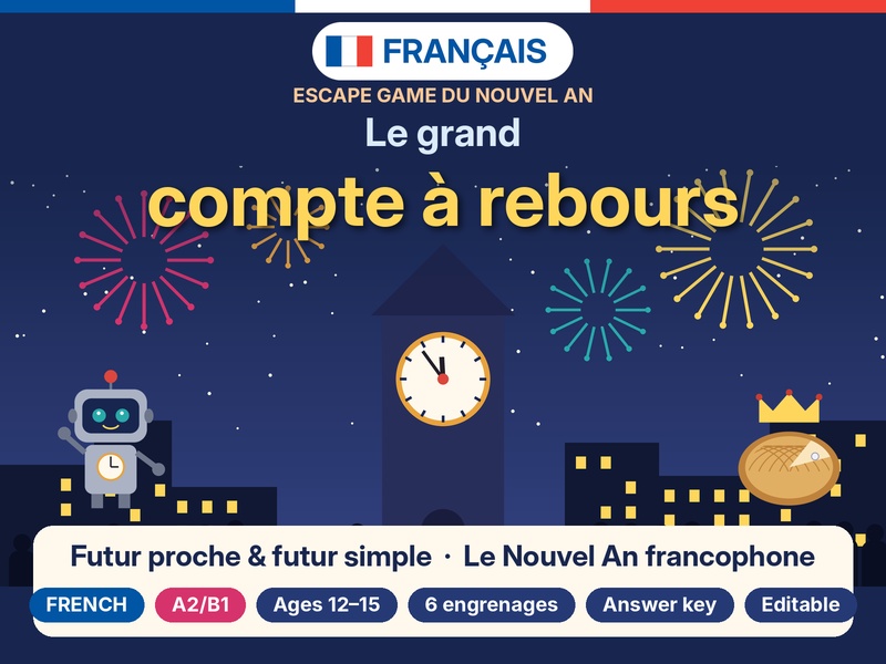 French New Year Escape Game – Futur proche & Futur simple – New Year in the French-speaking World –