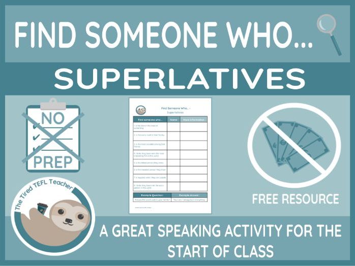 ESL Find Someone Who Activity - Superlatives