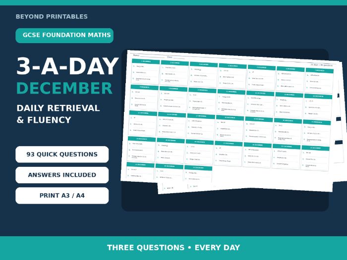 GCSE Foundation One-Mark Skills 3-a-Day December | Daily Retrieval | Answers