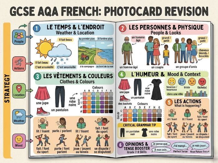 GCSE French AQA Speaking Photocard Booster – Revision Card & Strategy Guide