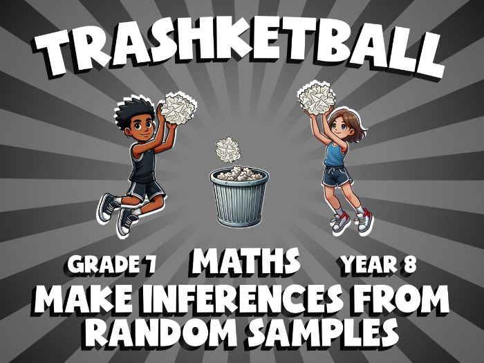 Make Inferences from Random Samples TRASHKETBALL Maths Game | No-Prep Year 8 Review Activity