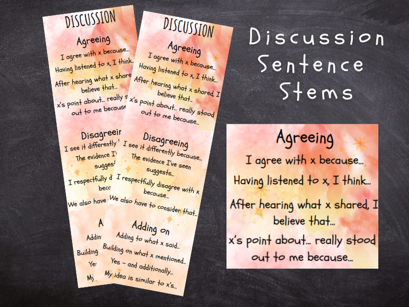 Discussion Sentence Stem Bookmark