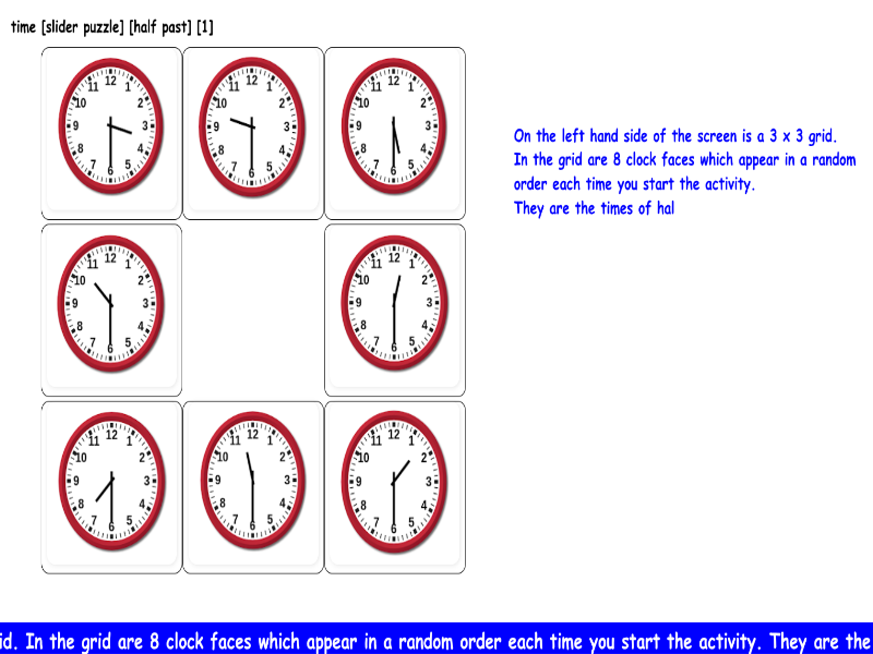 time [slider puzzle] [half past]
