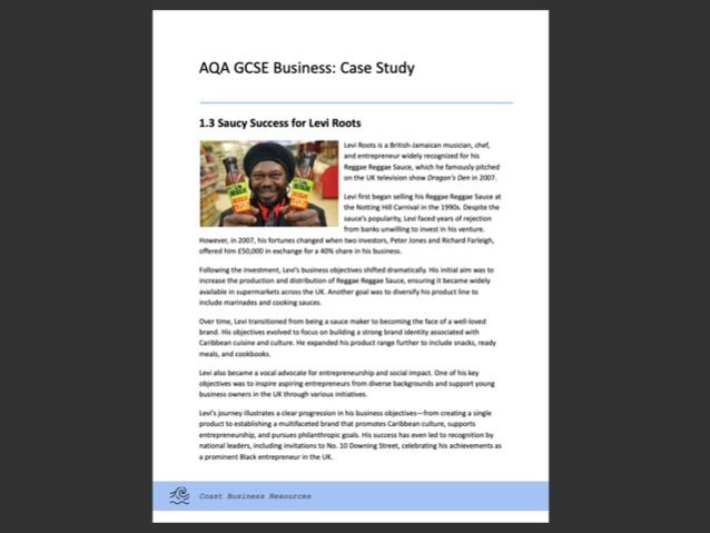 GCSE AQA Unit 1 Business: Case Study Activity