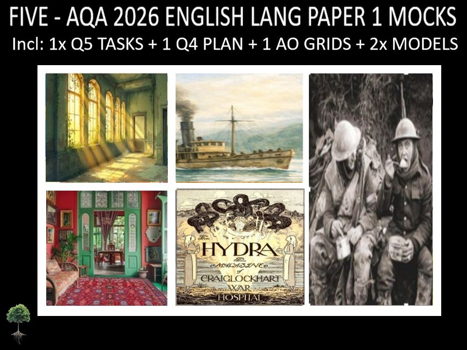 FIVE - AQA PAPER 1 | 2026 FULL MOCKS | Q5 TASKS | Q4 PLAN |AO GRIDS | MODELS