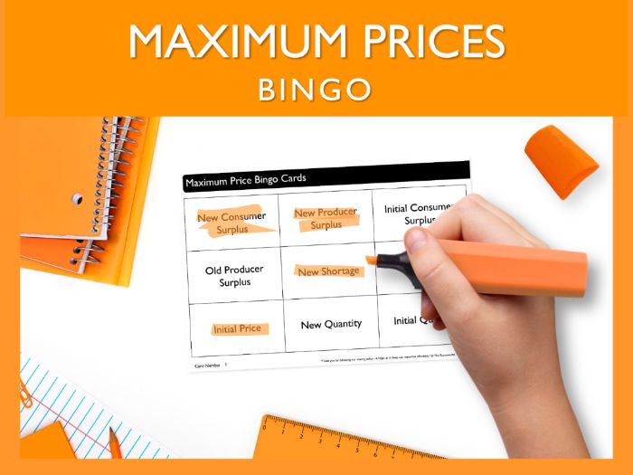 Maximum Price Diagram Bingo