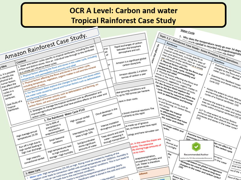 OCR A Level: Carbon and Water Tropical Rainforest Case Study